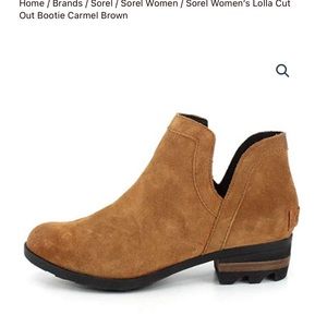 Sorel Lolla side cutout camel suede bootie